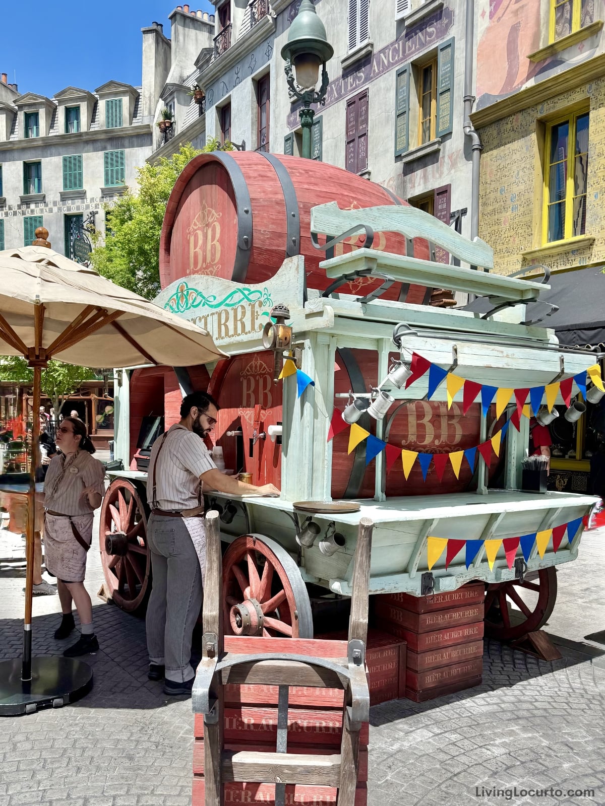 Colorful cart selling Butterbeer drinks