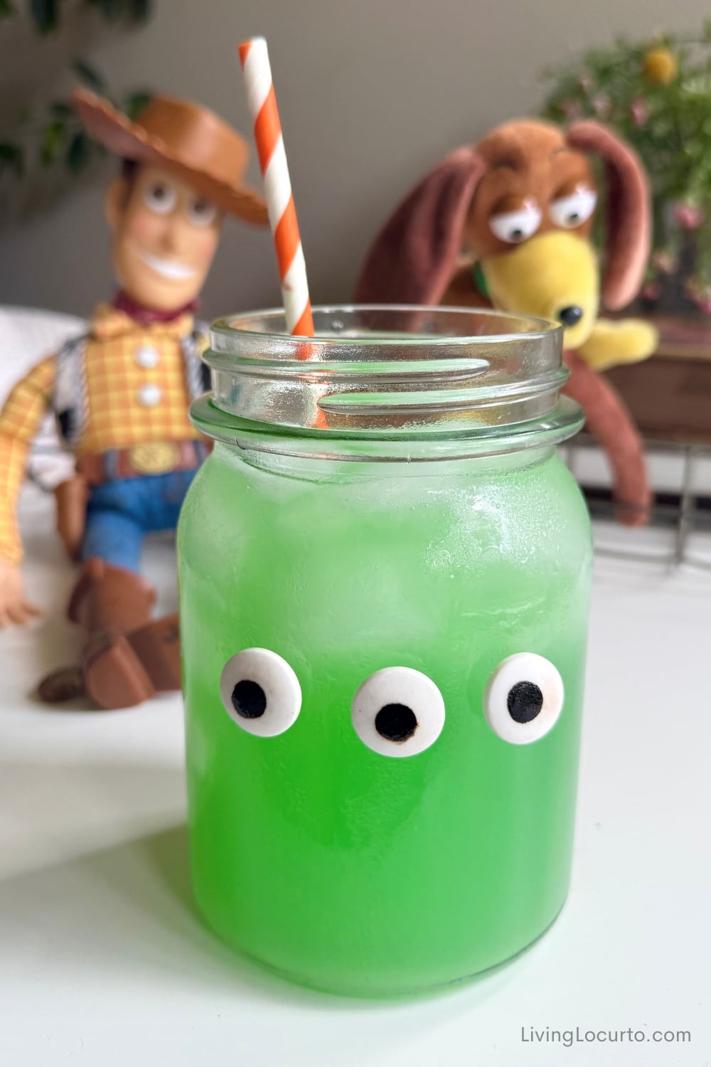 Toy Story Green Alien Pineapple Lemonade 1 Toy Story Green Alien Pineapple Lemonade in a mason jar.