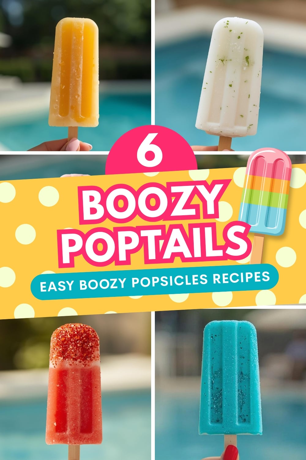 6 Easy Boozy Popsicles Recipes with a pool in the background